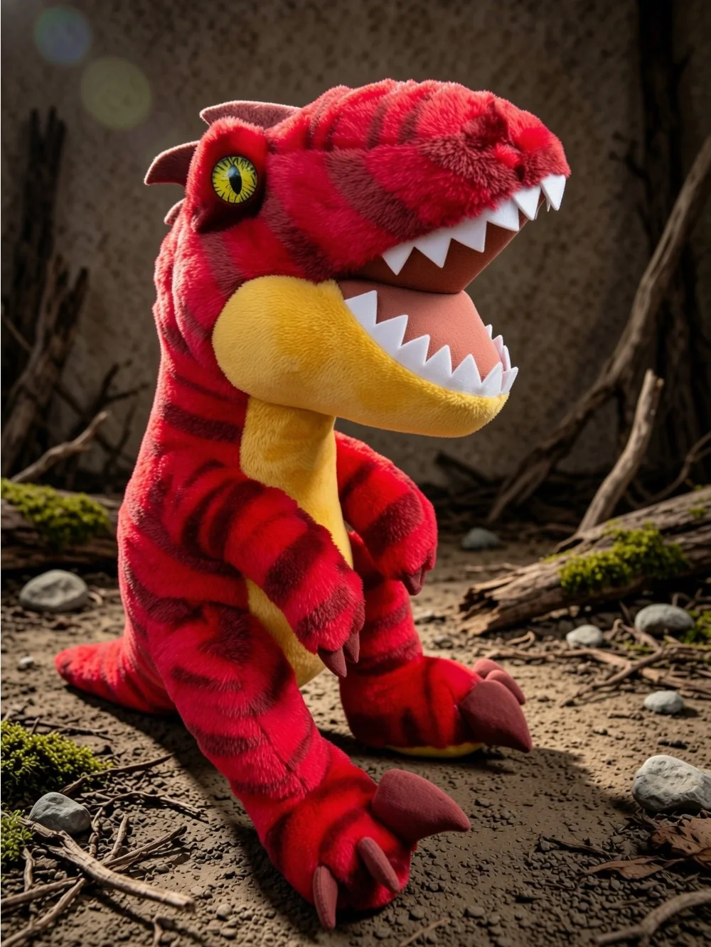 Build-A-Bear Workshop Red Raptor Plush Toy Dinosaur with Roar Sound 2022 CLEAN